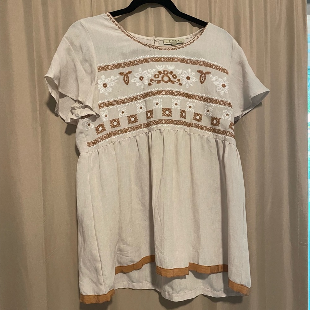 Boho peasant blouse with flutter sleeve